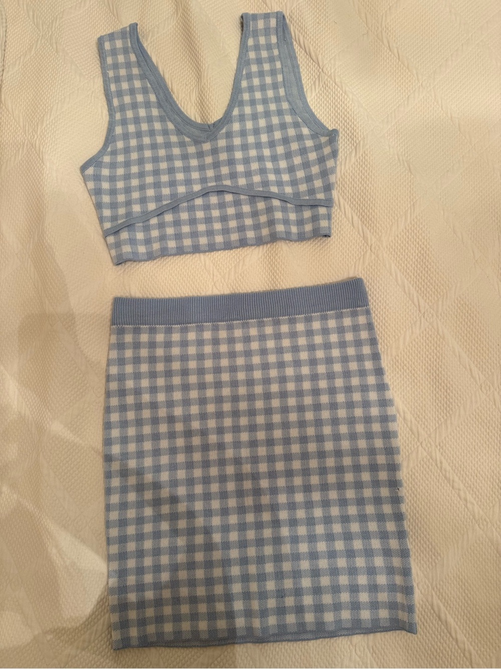 iris Light Blue Knit Two Piece Top and Bottom